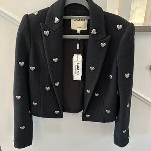 L'AGENCE Black Blazer with Silver Heart Accents